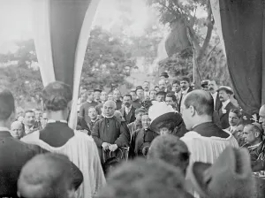 Historical Black And White Photography Drucke: Scene of religious function