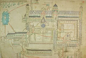 Zeichnung Drucke: Plane von der Kathedrale von Canterbury aus dem Eadwine-Psalter um ca