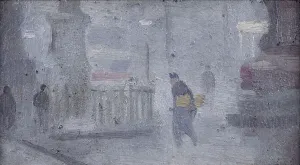 Manchester Cityscape Drucke: Study for Base of Statues, Albert Square, c. 1910 (oil on board)