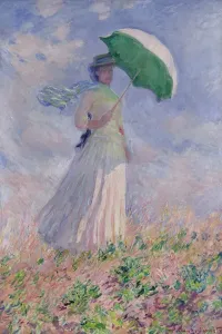 Drucke von XIR61731 Frauen mit Parasol dreht sich zur Rechten Claude Monet Drucke: Frau mit Parazell umgewandt sich nach Rechts, 1886 (Öl auf Leinwand)