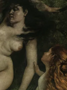 Drucke von XOS8986082 Drei Badende, zwischen 1865 und 1869 (Öl) von Courbet, Gustave (1819-77); 126x96 cm; Musée du Petit Palais, Paris Gustave Courbet Drucke: Drei Badende, zwischen 1865 und 1869 (Öl).