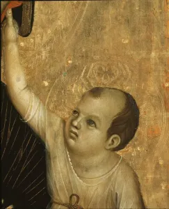 Kreuzle Vattnetzmadonna: Detail des Kindes - Tempera und Gold auf Holz, 1283-1284