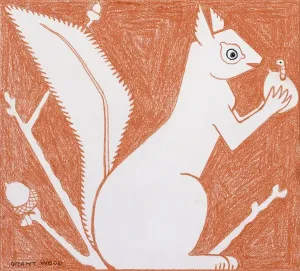 Eichhörnchen, (Kreidestift auf Papier).