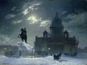 Bildhauerei Drucke: Blick auf das Denkmal Petrus des Großen im Senatsplatz, Sankt Petersburg