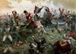 Schlacht Von Waterloo Drucke: Schlacht bei Waterloo, 18. Juni 1815, 1898 (farbiger Lithograph)