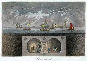 London Underground History Drucke: Cross-section showing position of Thames and M