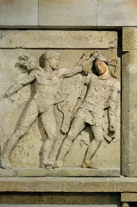Ancient Greece Antiquity Drucke: Heracles and the amazon, metope from Temple E, Selinunte, Sicily, Italy