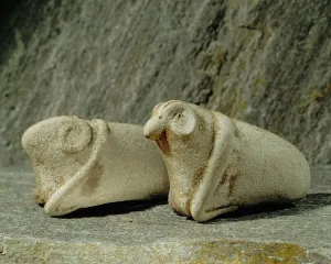 Antique Animal Art Drucke: Two rams