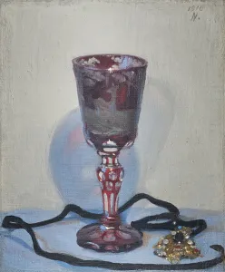 Still Life Artwork Drucke: The Ruby Glass, Signed and dated upper right, 1919 (oil on canvas board)