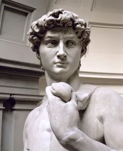 Drucke von AII80505 David, Skulptur von Michelangelo Buonarroti (1475-1564), 1501-4 (Marmor) (Detail von 4344) von Buonarroti Michelangelo Buonarroti Drucke: David, Skulptur von Michelangelo Buonarroti (1475-1564)