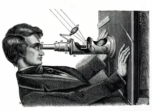 Science Illustration Art Drucke: The use of a compound microscope