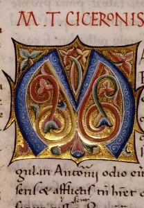 Unbekannter Künstler Drucke: Buchstabealphabet : Miniaturierte Buchstaben-M , 15.Jh.Manuscript