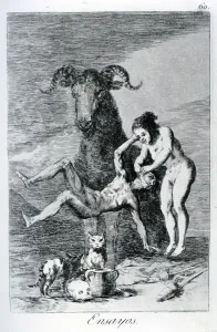 Drucke von XJF909346 Proben, Tafel 60 von 'Los Caprichos', 1799 (Holzstechung), von Goya y Lucientes, Francisco José de (1746-1828); Privatbesitz; spanisch, urheberrechtlich nicht geschützt Francisco Goya Drucke: Proben, Tafel 60 von 'Los Caprichos', 1799 (Radierung)