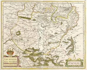 Karte von Thüringen (Deutschland) (Radierung, 1671).