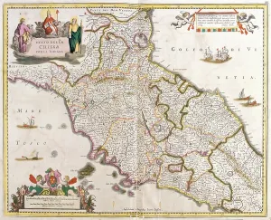 Antique Atlas Illustrations Drucke: Tuscany, Romagna, Umbria, Marche, Lazio, Abruzzo, Italy