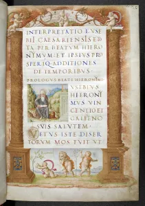 British Library Manuscripts Drucke: Frontispiece of the Ecclesiastical History of Eusebius of Caesarea