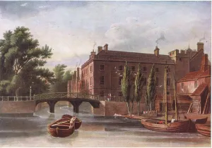 Cambridge Drucke: Silberstraßenbrücke, Cambridge, Illustration aus The Sphere, 1953 (Farblithographie)