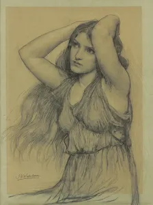 Flora (Schwarzer Kreide auf Büttenpapier)