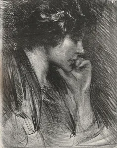 Profil einer Frau (Litho)