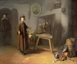 Gerrit Dou Paintings Drucke: A Painter in his Studio (panel)
