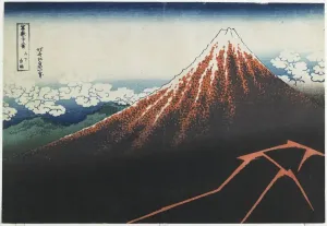 Drucke von 882956 Regensturm unter dem Gipfel, 1831-1834 von Hokusai, Katsushika (1760-1849); Minneapolis Institute of Arts, MN, USA; (zusätzliche Informationen: 10 x 14 5/8) Katsushika Hokusai Drucke: Regensturm unter der Spitze, 1831-1834.