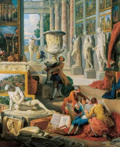 Zeichnung Drucke: Galerie von Ansichten der alten Römer'Detail. Gemälde von Giovanni Paolo Pannini.
