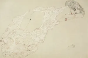 Drucke von 7431503 Reclining Nude Lying on Her Stomach and Facing Right, 1910 (Farbstifte and Gouache auf Papier) von Klimt, Gustav (1862-1918); Privatsammlung; Foto © Fine Art Images Gustav Klimt Drucke: Reclinernde Nackte liegt auf dem Bauch und wendet sich nach rechts
