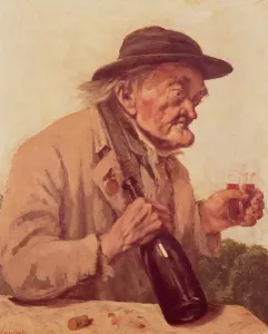 Drucke von Ritter mit Weinschüssel von Courbet, Gustav (1819-77); Kunstsammlung des Mayors in London/UK; Französisch öffentlich urheberrechtlich freigeben Gustave Courbet Drucke: Alter Mann mit einem Glas Wein