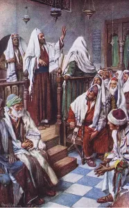 Paulus predigt im Synagoge von Antiochia, Illustration aus