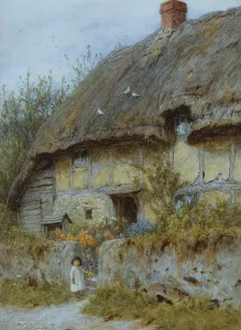 Ein Berkshire Cottage (Wasserfarben mit Auskratzen)