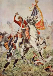 Schlacht Von Waterloo Drucke: Hauptmann Ewart fängt den Adler bei Waterloo ein, Illustration aus