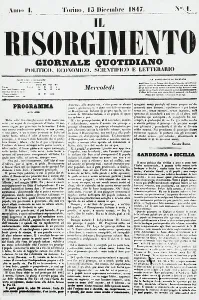 Western Script Typography Illustration Drucke: First page of first issue of Il Risorgimento