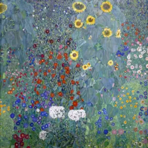 Drucke von Kleinhafnergarten mit Sonnenblumen; Gemälde von Gustav Klimt 1907 Gustav Klimt Drucke: Gartenzimmer mit Sonnenblumen, 1907 (Gemälde)