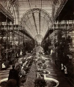 Botanisch Drucke: Das Kristallpalast in London: die botanische Abteilung, 1870 (schwarz-weiß Foto)