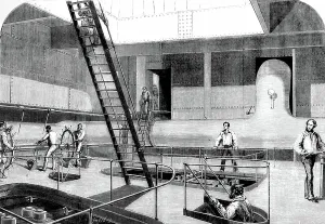 Great Eastern Ship Drucke: The Great Eastern used during the creation of the Atlantic Telegraph, 1850
