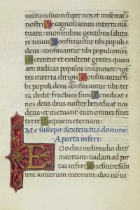 Medieval Book Illustration Drucke: Text page with initial E