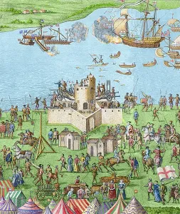 HenryVIII Drucke: Das Untertauchen der Mary Rose während des Schlachtfeldes von Solent im Jahr 1545 und 1778 (Glyptik)