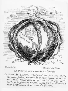 Drucke von CHT206508 Der Octopus , der die Welt würgt, Cartoon von The Minneapolis Times , in Lectures Pour Tous 1902-03 (Radierung) (s /w Foto) von American school, (20) Industrielle Drucke: Der Octopus , der die Welt würgt, Cartoon aus The Minneapolis Times .