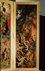 Bible Scene Depiction Drucke: Triptych with the Last Judgement, right shutter (triptych on panel)