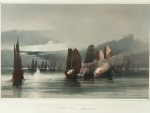 Asian Conflict Art Drucke: Attack on the Pirate Squadron of Chuiapoo