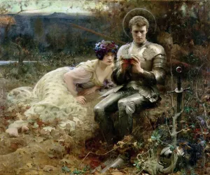 Bildende Kunst Drucke: Die Versuchung des Grafen Percy, 1894 (Öl auf Leinwand)