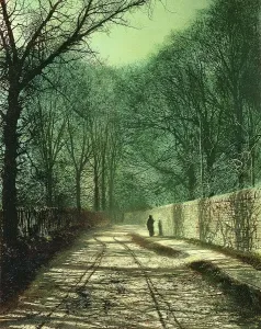 Botanisch Drucke: Bäume Schatten auf der Parkwand in Roundhay bei Leeds, 1872 (Öl auf Leinwand)