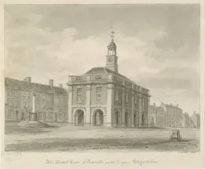 Zeichnungen Drucke: Neustadt am Lyme - Marktplatz : sepiawaschzeichnung, 1840 (Zeichnung)
