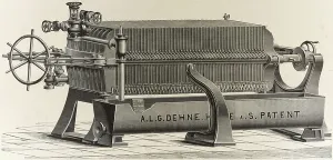Industrial Revolution History Drucke: Filter press for separating liquids from solids