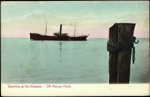 Johann Wachtmeister Drucke: Dampfender Aufstieg des Delaware, Blick vom Marcus Hook.