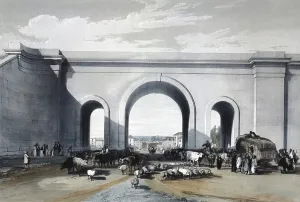 Bahnbrücke in Chippenham, Wiltschire, 1846 (Farbdruck Lithographie)