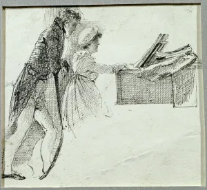 Bei dem Klavier (Tinte auf Papier)