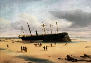 Isambard Kingdom Brunel Design Drucke: SS Great Britain Ashore in Dundrum Bay, Ireland, 1846 (oil on canvas)