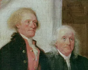 John Trumbull Artwork Drucke: Drafting the Declaration of Independence, 28th June 1776, detail of Thomas Jefferson