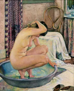 Drucke von AIS5386265 Nackt in einem Becken, 1922 (Öl auf Leinwand) von Rysselberghe, Theo van (1862-1926); Musée des Beaux-Arts, Nancy, Frankreich; eIberfoto; Belgier, außerhalb der Urheberrechte Badezimmer Drucke: Nackt in einem Becken, 1922 (Öl auf Leinwand)
